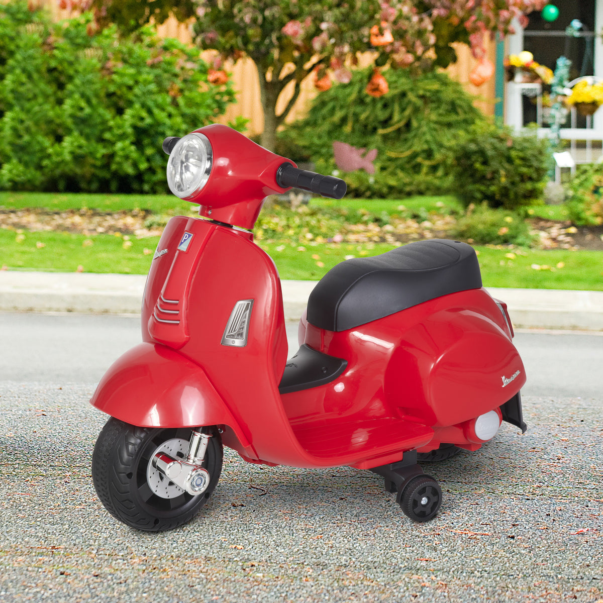 Electric Motorcycle for Kids VESPA 6V Electric Motorbike with Training Wheels, Headlight, Children's Motorcycle (2)