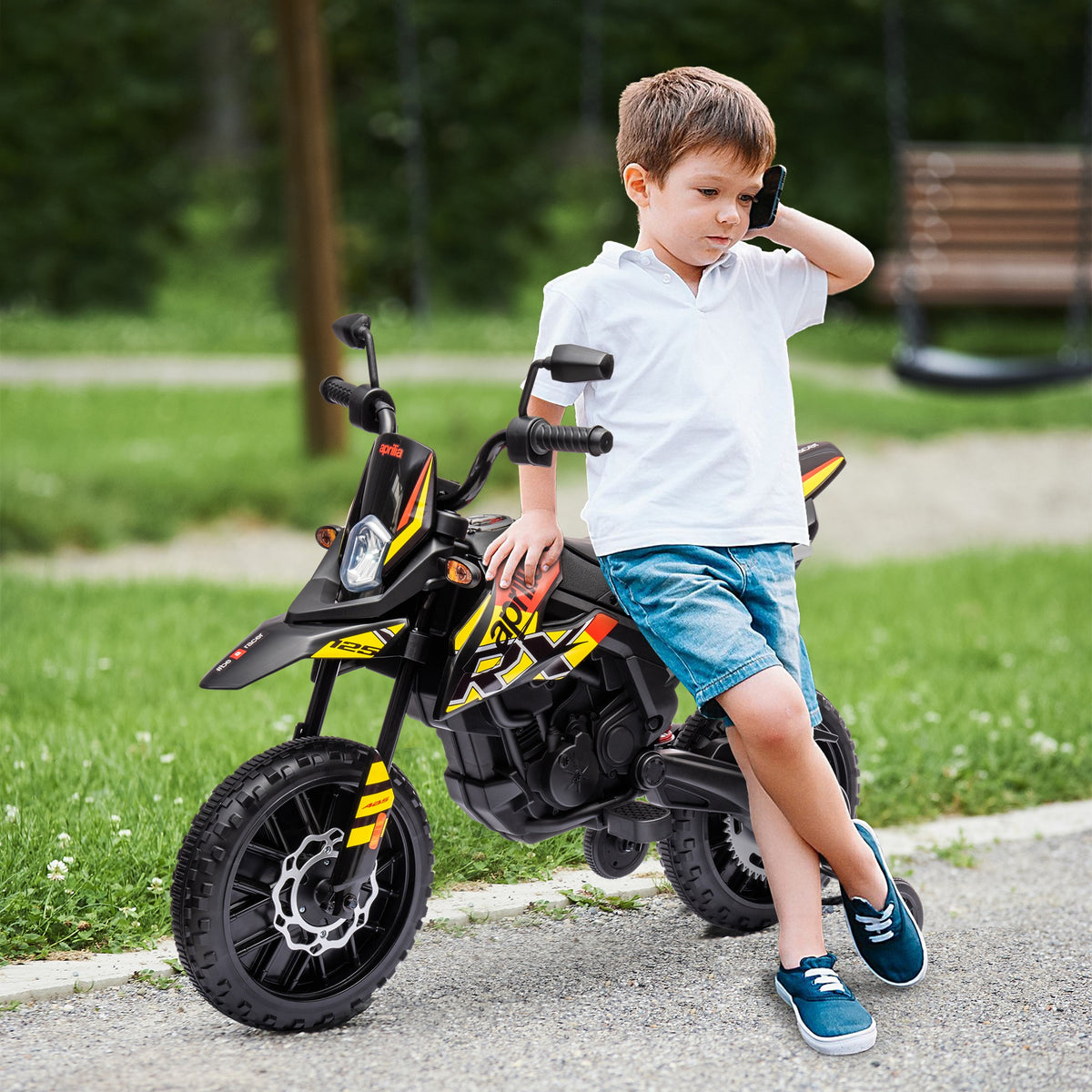12V Kids' Motorcycle with Training Wheels, LED Lights, Music, USB, Electric Motorcycle for Boys and Girls (2)