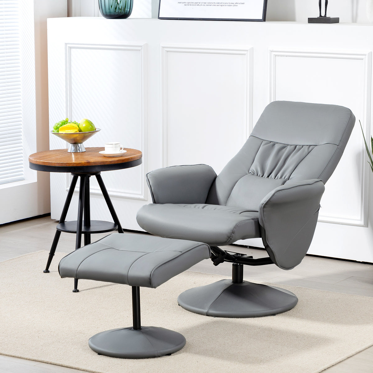 2-piece armchair set armchair with footstool, reclining chair with footstool, height-adjustable, tiltable (2)