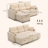 Adjustable sofa bed, L-shaped guest sofa with sleeper function, storage space, cushions, for living room, guest (3)