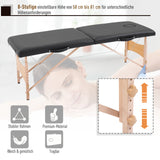 Portable Massage Table 2-Zone Foldable Height-Adjustable Massage Bed 60 cm Wide with Carrying Case Wooden Legs (4)