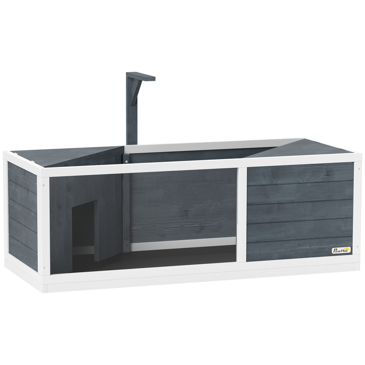 Tortoise house with easy-open top, lamp fixture, transparent front, 120 x 50 x 40 cm, grey