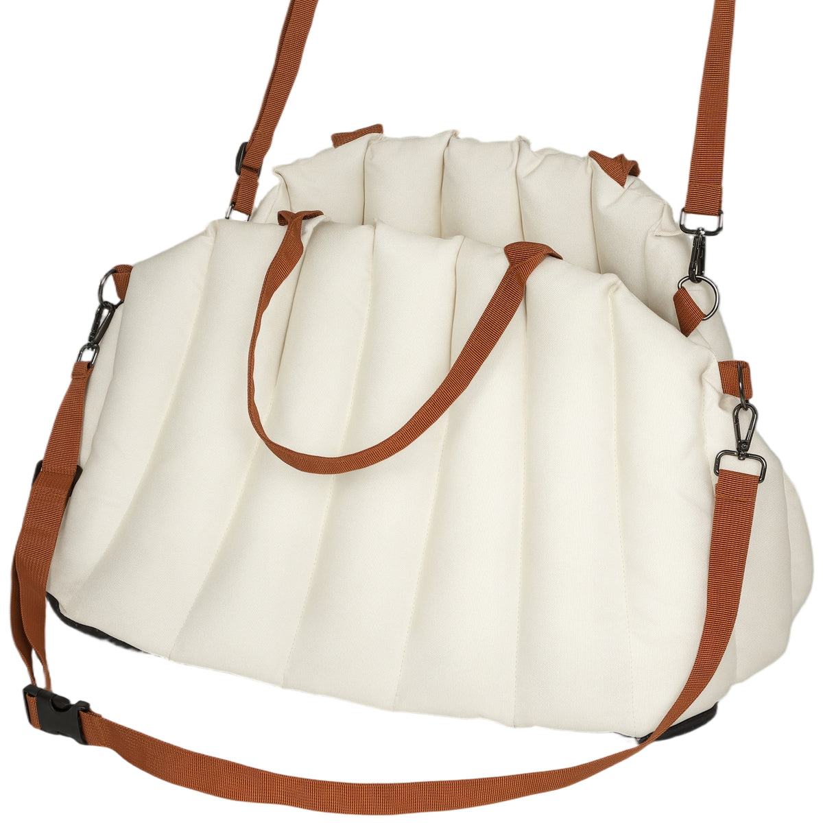 Dog bag, dog carrier for dogs under 5 kg, 2 straps, Oxford fabric, cushion, leash, cream white