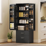 Pantry cabinet 8 door shelves adjustable shelves kitchen cupboard 159 cm black (10)