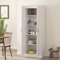 Pantry cabinet 175 cm with storage space, kitchen cabinet with soft-close doors and adjustable shelves, white (8)