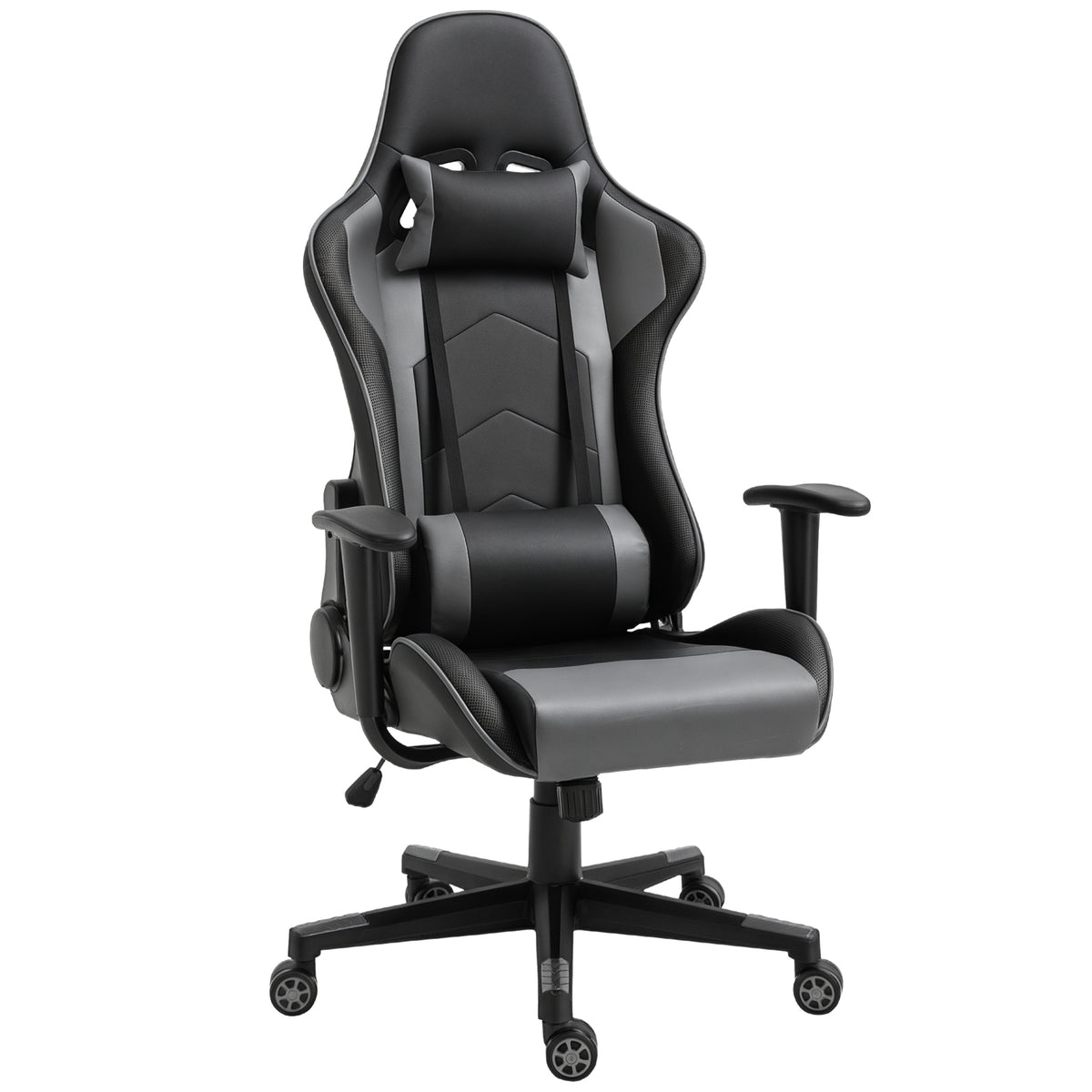 Ergonomic office chair, gaming chair, swivel chair, faux leather, foam, black, 67.5 x 74 x 126-136 cm