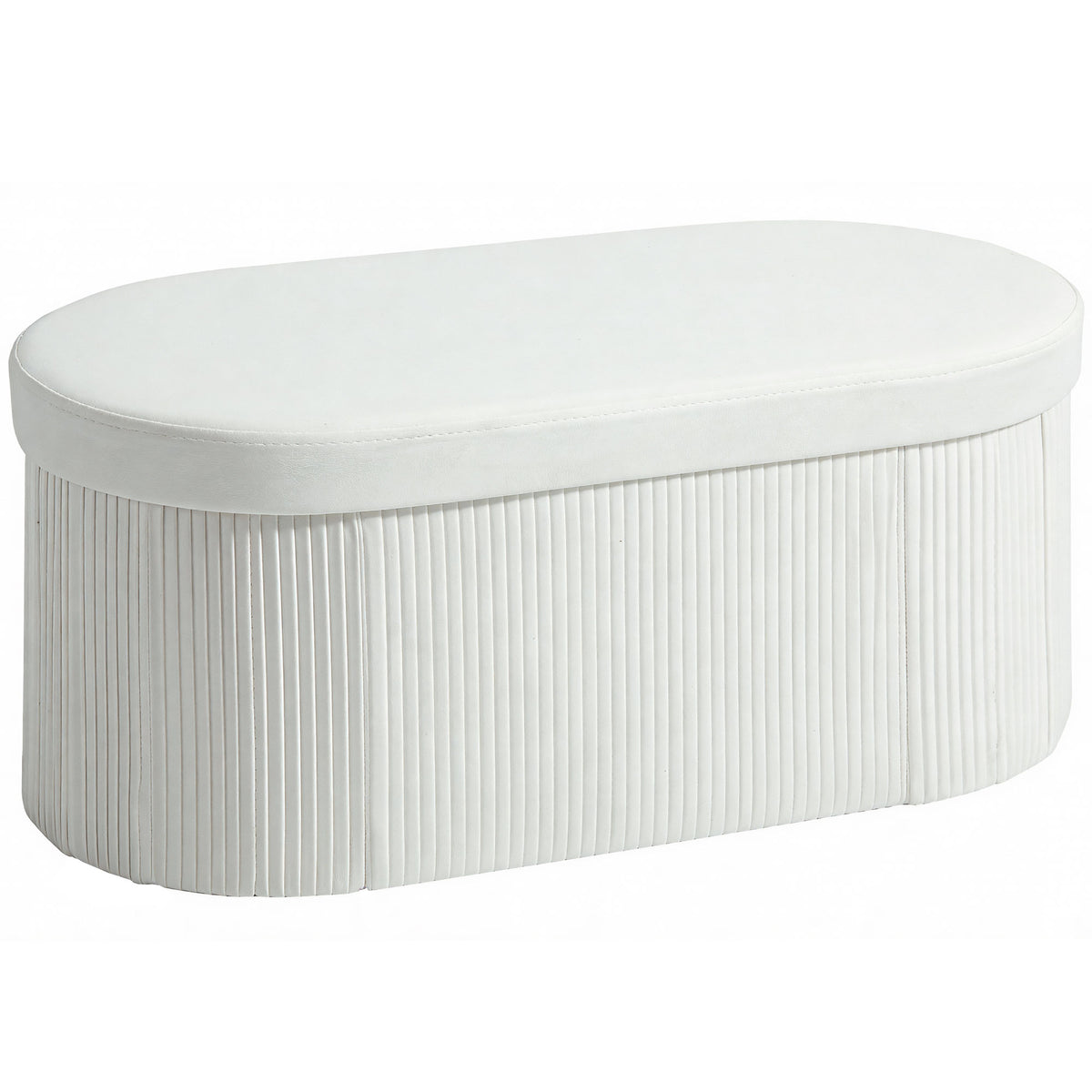 Foldable storage bench, upholstered bench with velvet look for living room, 76 x 38 x 35 cm, cream