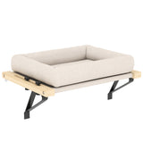 Cat house with mount for windowsills and radiators, cushion, wooden frame, white