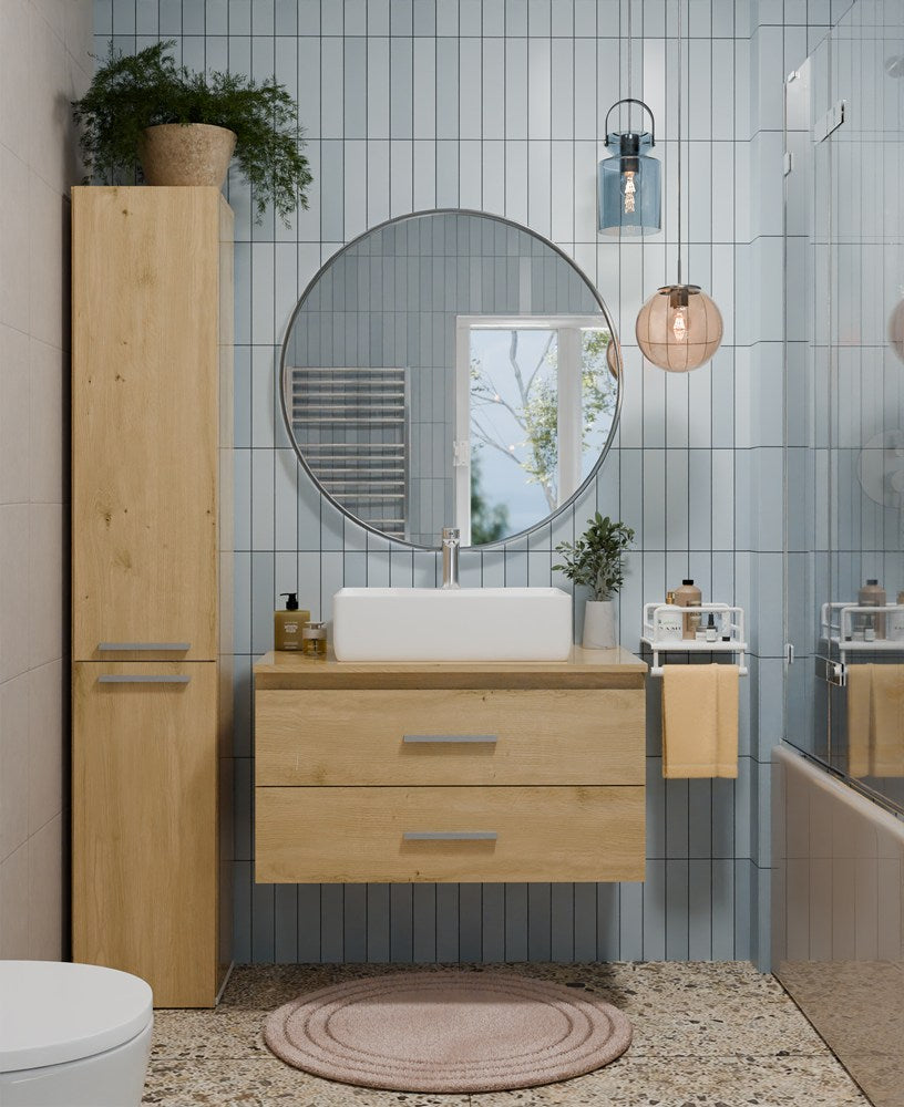 Schrank mit Waschtisch NEL 80 Badezimmer EICHE ARTISAN hängend 2 Schubladen 80x50x58,5 cm – Produktabbildung 2