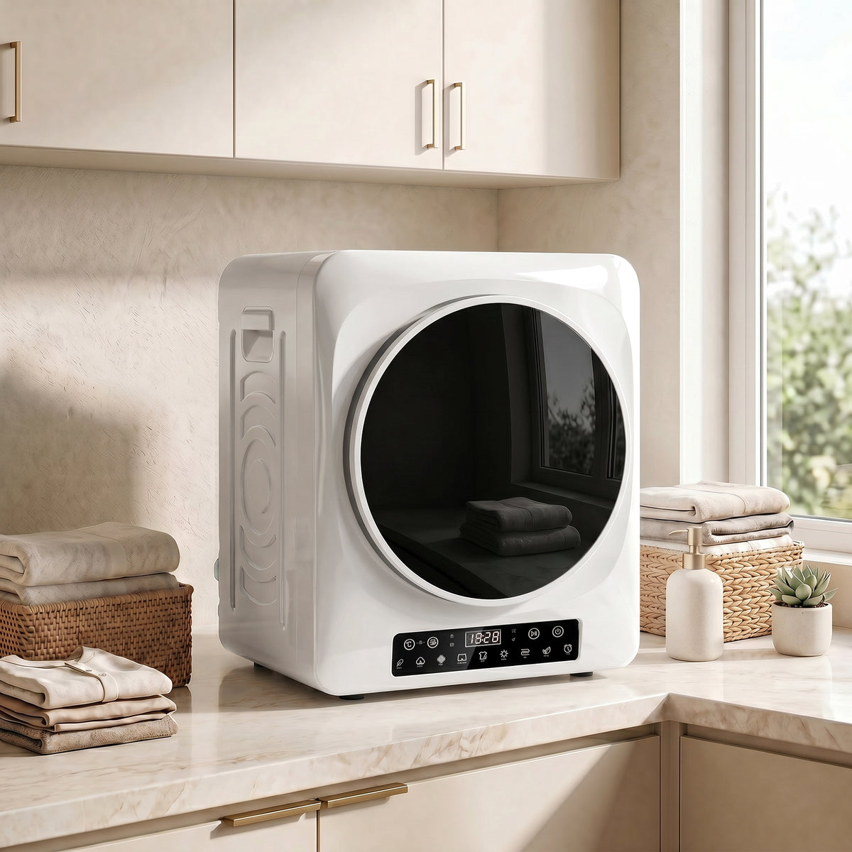 1000W Compact Vented Tumble Dryer with Extra-Dry & ECO Modes, Timer and Temperature Settings, White (2)