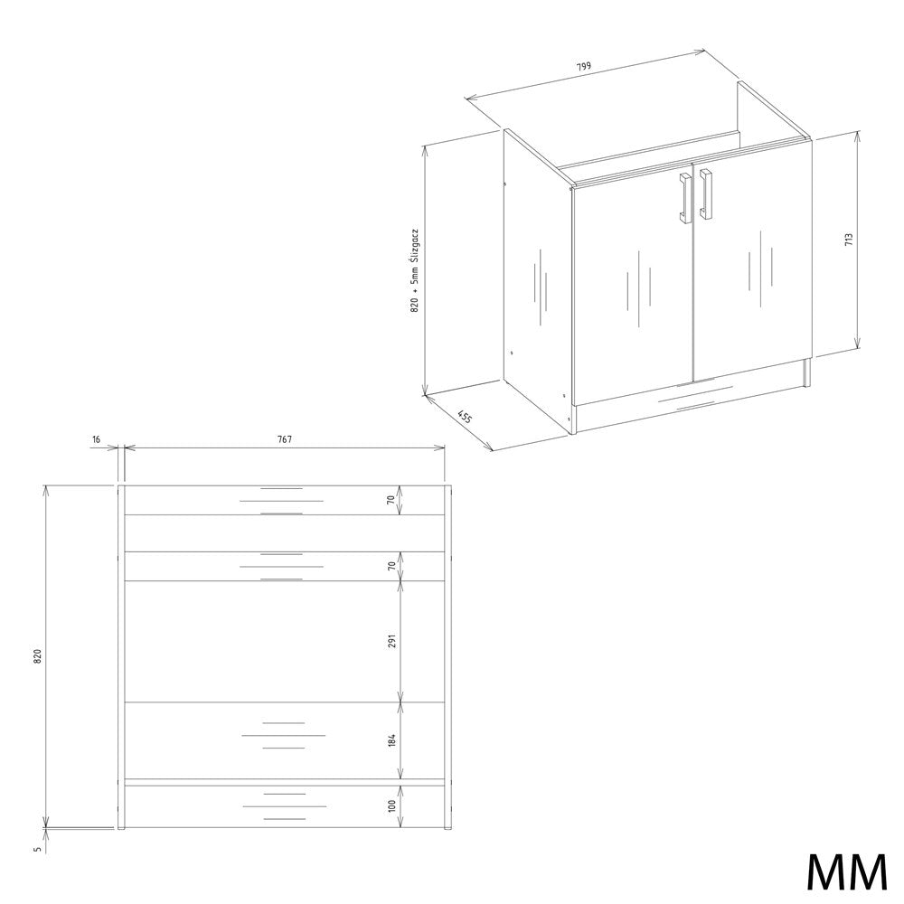 Küchenunterschrank KATIA D-80 EICHE SONOMA – Produktabbildung 8