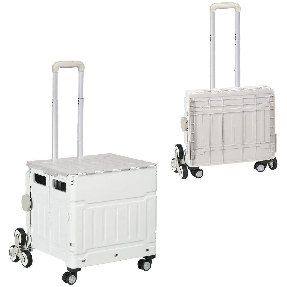 Shopping trolley stair climber mobile transport box, foldable, telescopic handle, load capacity up to max. 65 kg