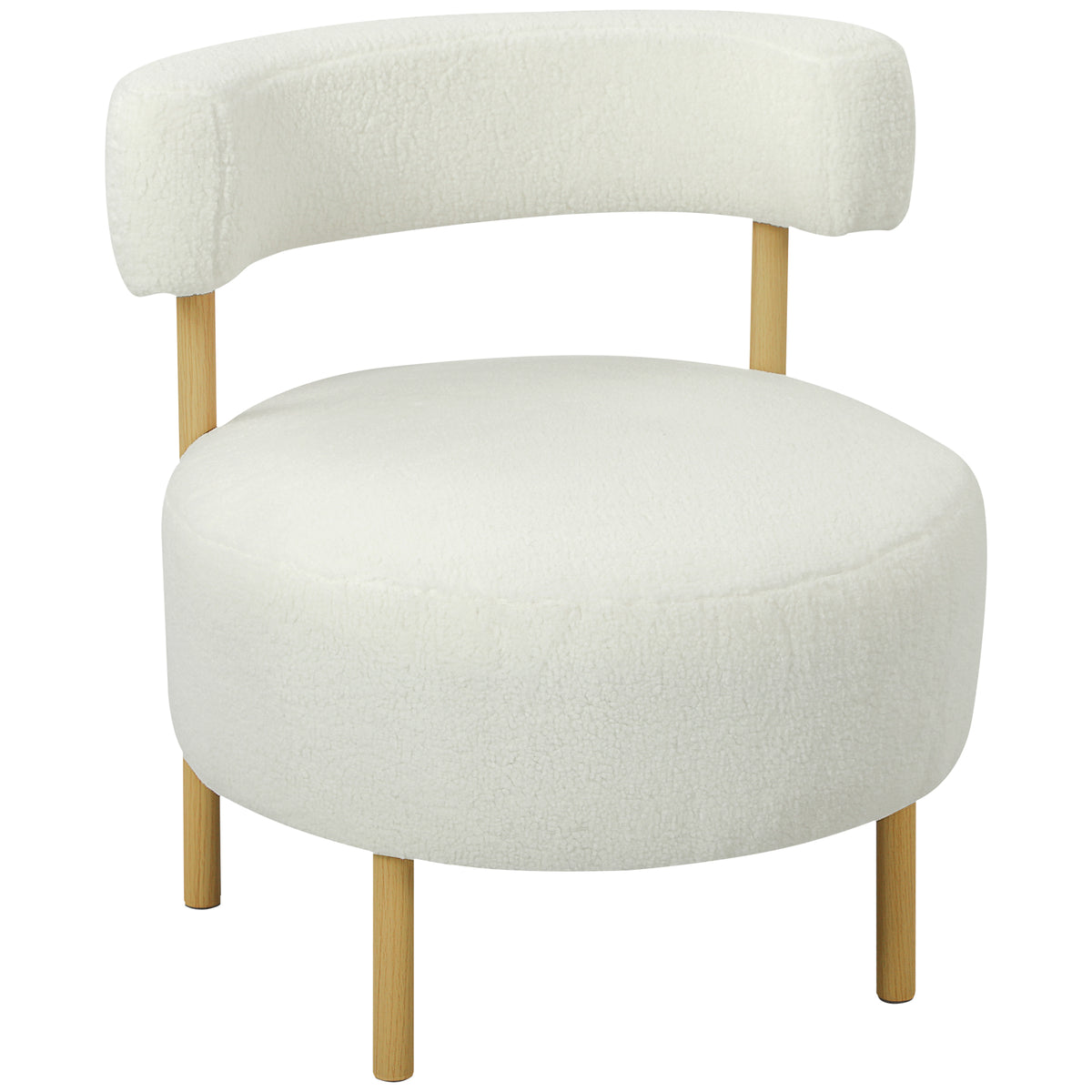 Armchair lounge chair recliner with sherpa fleece, metal legs in wood look upholstered armchair 67 x 67 x 71 cm