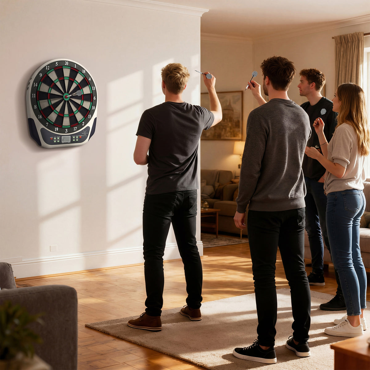 Electronic dartboard with English voice prompts, LED displays, 6 darts, 24 dart tips, 18 games, 159 variants (2)