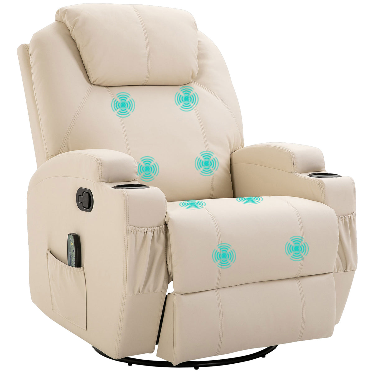 Electric Massage Recliner TV Chair Massage Function 5 Massage Modes Reclining Function Faux Leather Wood Metal