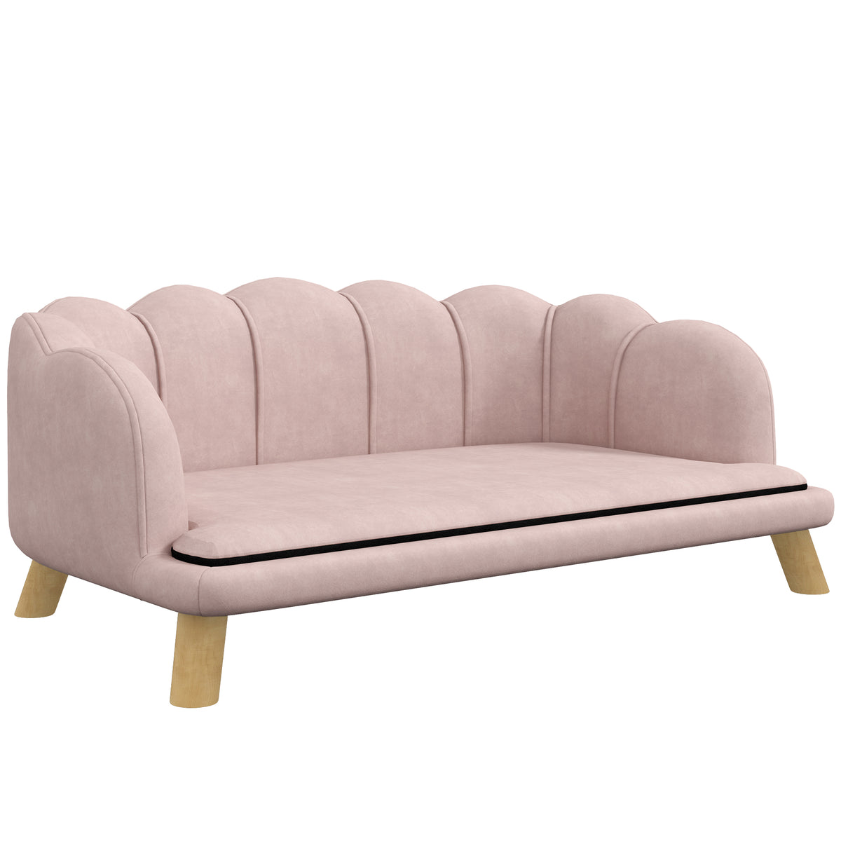 Pet sofa for medium and large dogs up to 25 kg, sturdy wood, upholstered, pink