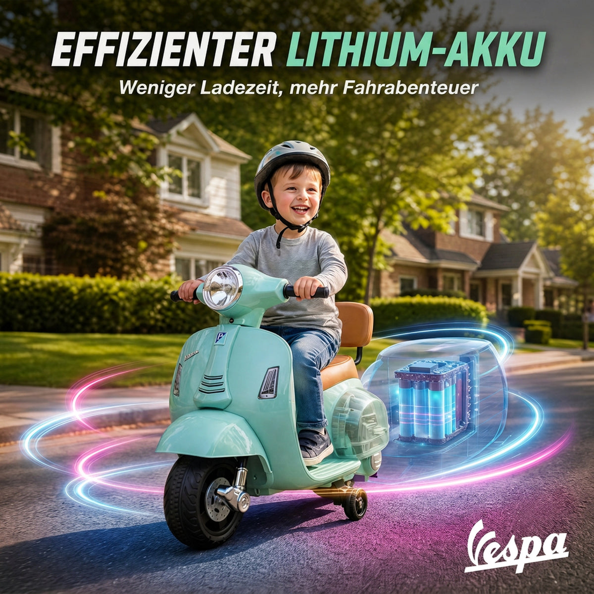 Electric Motorcycle for Kids Mini Vespa GTS 6V Electric Motorbike with Lithium Battery Ergonomic Seat Backrest (6)