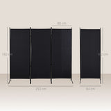Room divider, 3-panel privacy screen, room separator with metal frame, black (3)