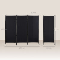 Room divider, 3-panel privacy screen, room separator with metal frame, black (3)