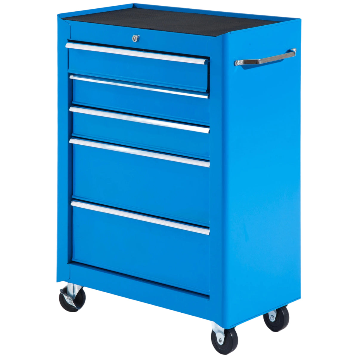 Tool cabinet, tool chest, 5 drawers, mobile, steel, blue