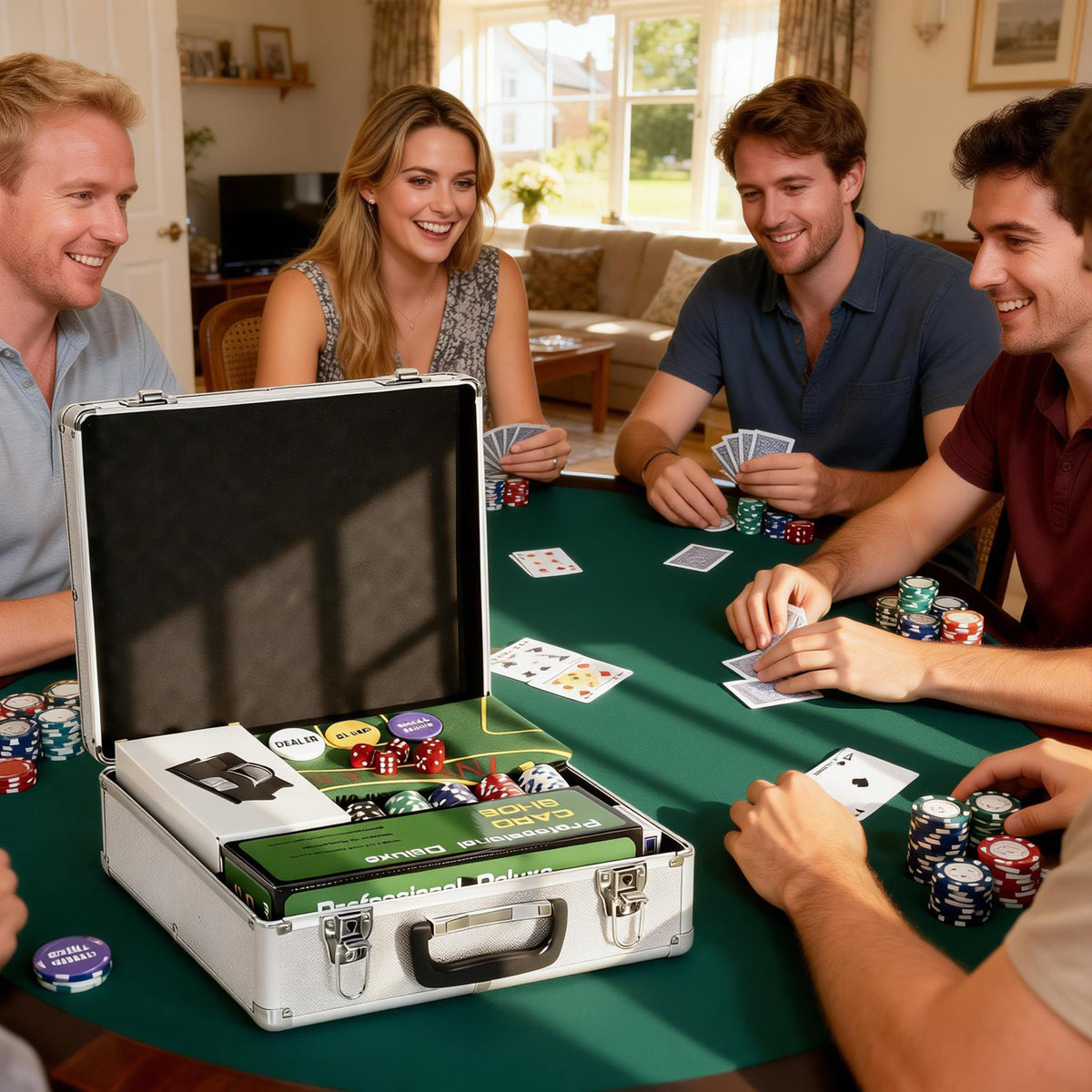 Poker set, 500 chips, dice, 2 decks of cards, accessories, case, for 10 players (2)