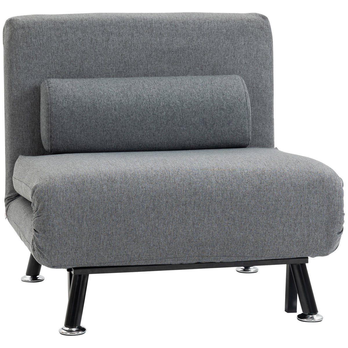 Folding armchair with bed function, foldable recliner in linen look, adjustable backrest, 75 x 70 x 75 cm, dark