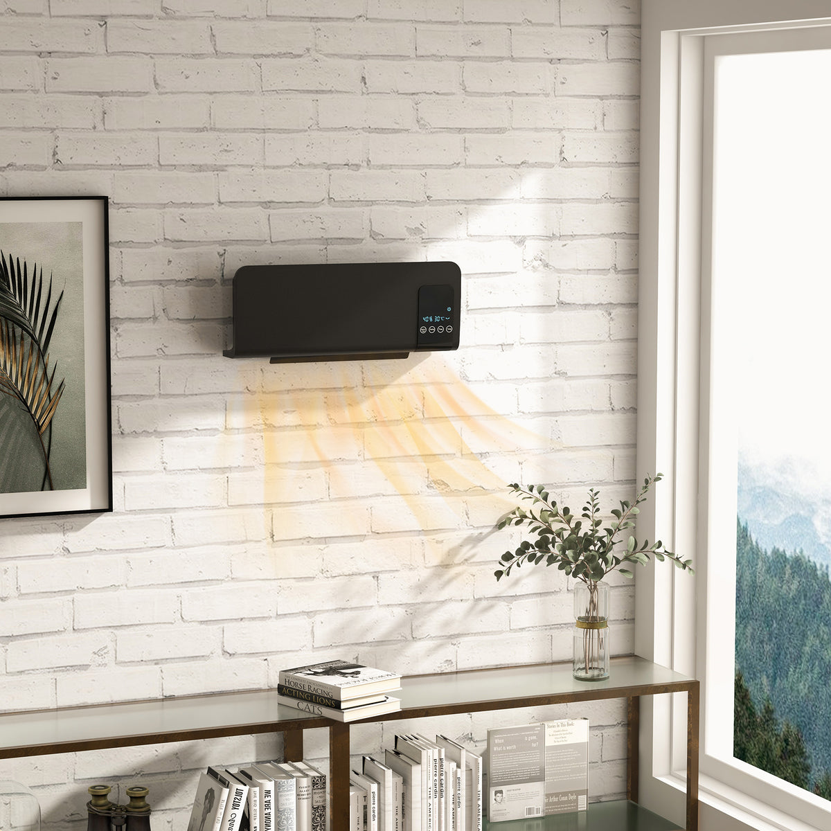 Electric heater, wall-mounted, oscillation function, 2 modes, timer, LED display, black (2)