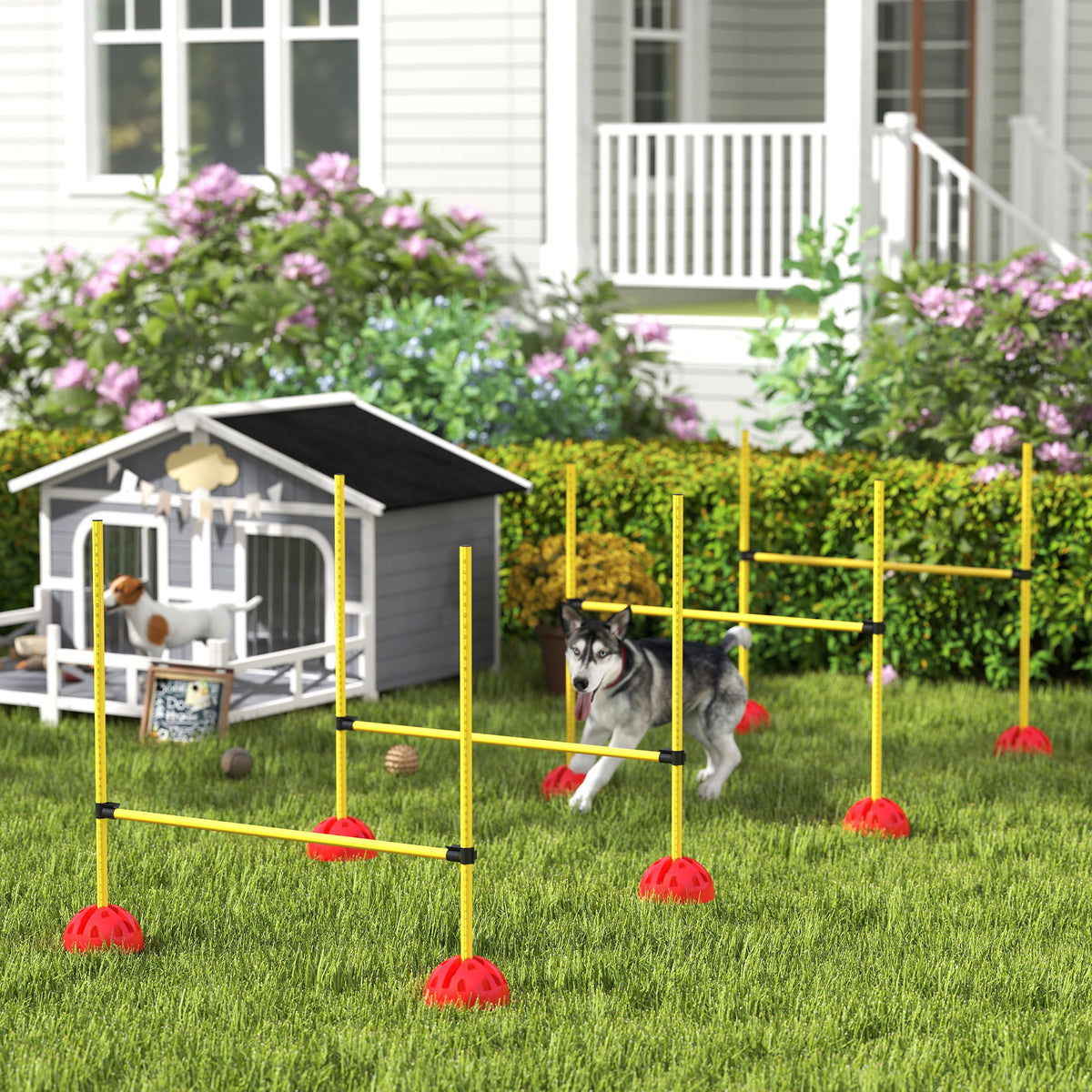 4-piece dog agility set with 4 hurdles and carrying bag for jump training, yellow (2)