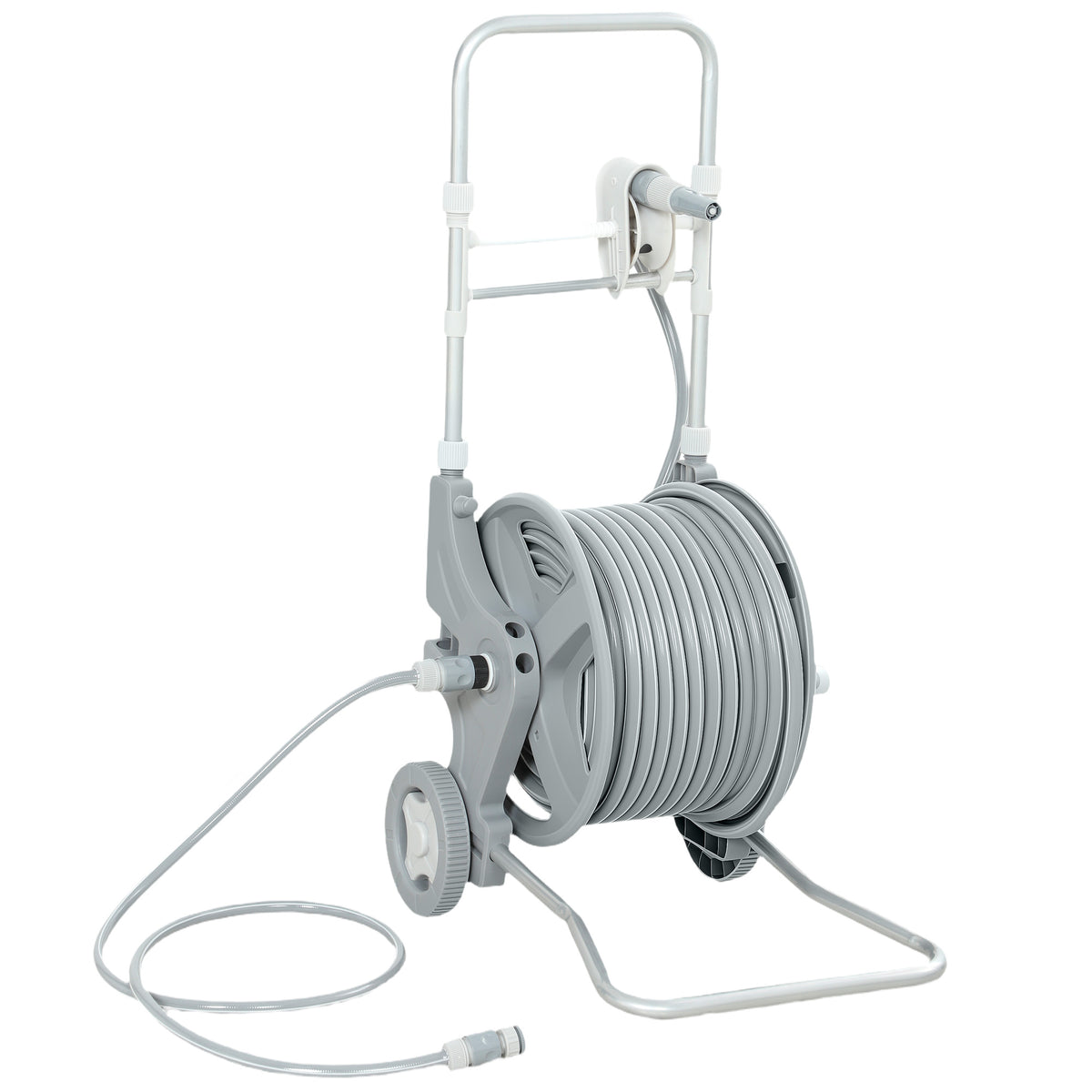 45 m hose trolley hose reel with 2 spray patterns, tap adapter, crank, 2 wheels, 45 x 44 x 78 cm gray