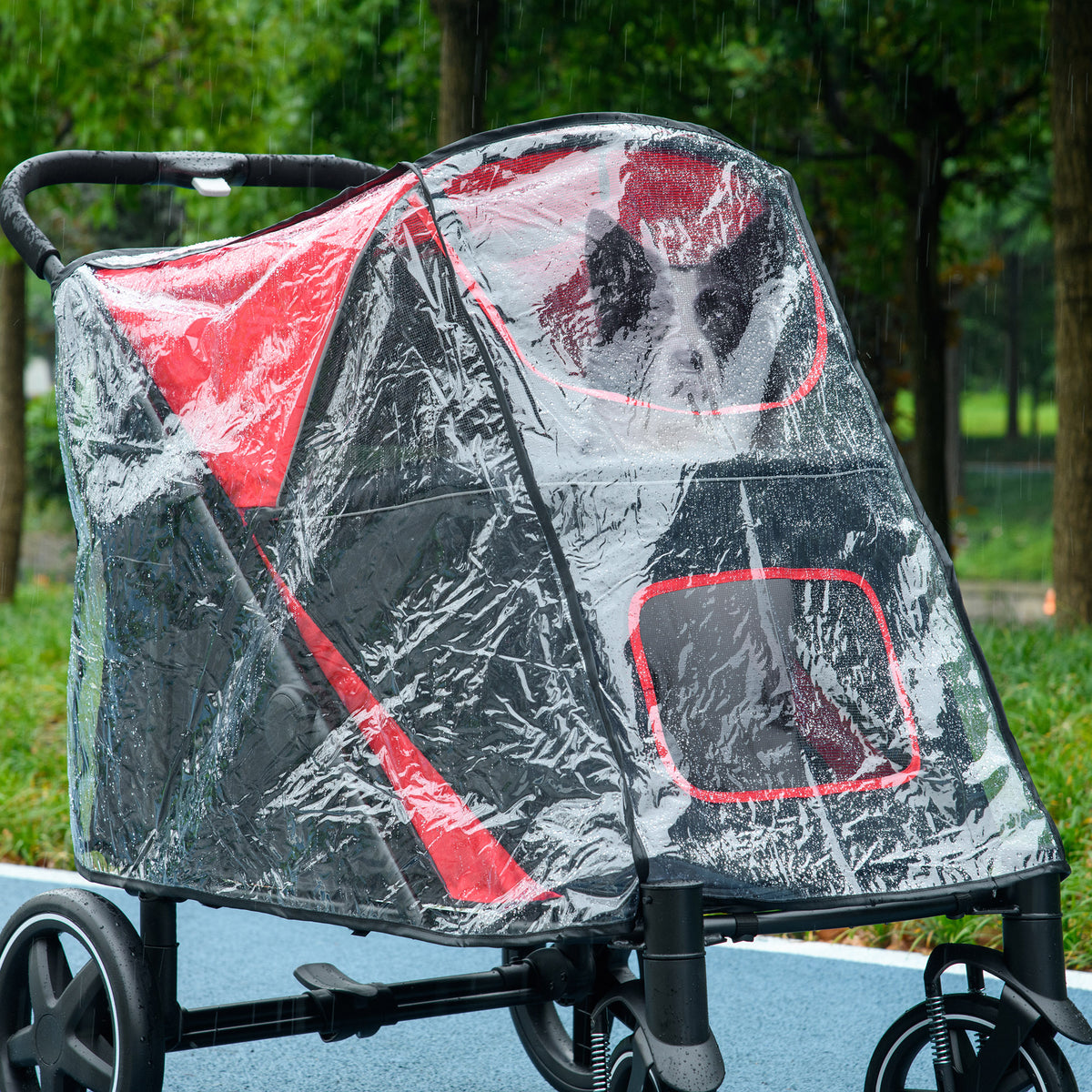 Dog stroller rain cover, rain cover for dog stroller, rain canopy with rear entry, Velcro fasteners (2)