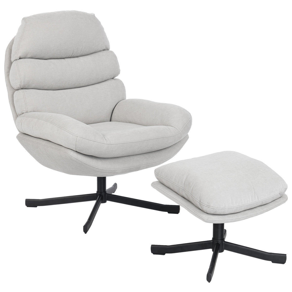Recliner chair with footstool, lounge chair with chenille fabric, modern TV chair, 78 x 93 x 100 cm, cream white