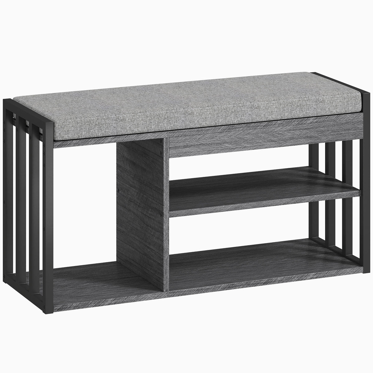 Shoe rack with bench, hallway shoe storage, 3-tier shoe cabinet, for hallway, entryway, living room, bedroom