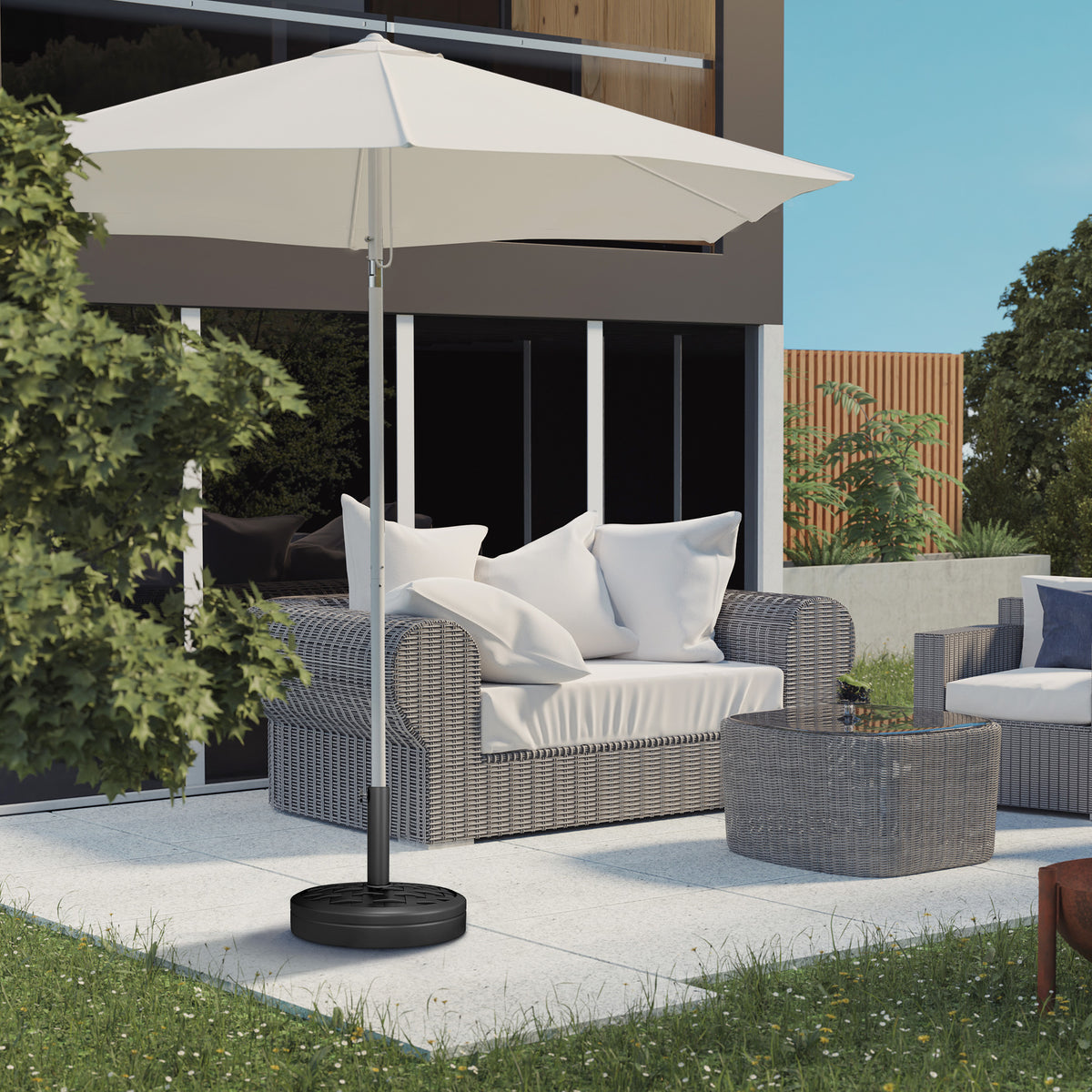 18 kg concrete parasol base, round umbrella stand for parasols 32/38/48mm, black (2)