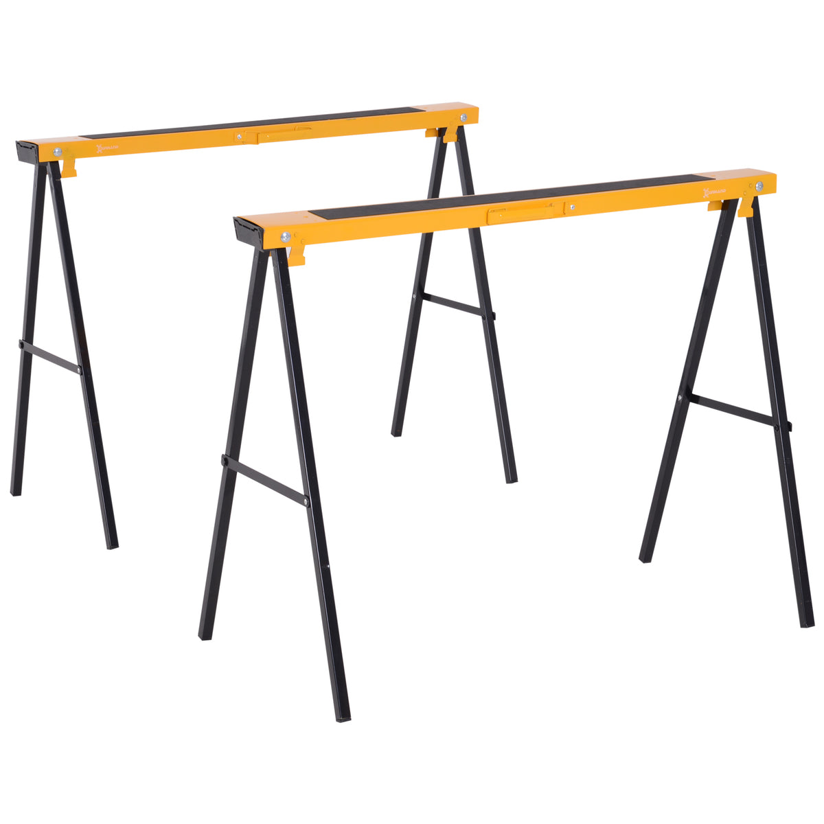 Set of 2 saw horses, craftsman stands, load capacity up to 250 kg, metal, yellow