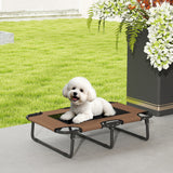 Foldable elevated dog bed pet bed, outdoor dog cot with mesh design coffee Oxford 75 x 51 x 18 cm (10)