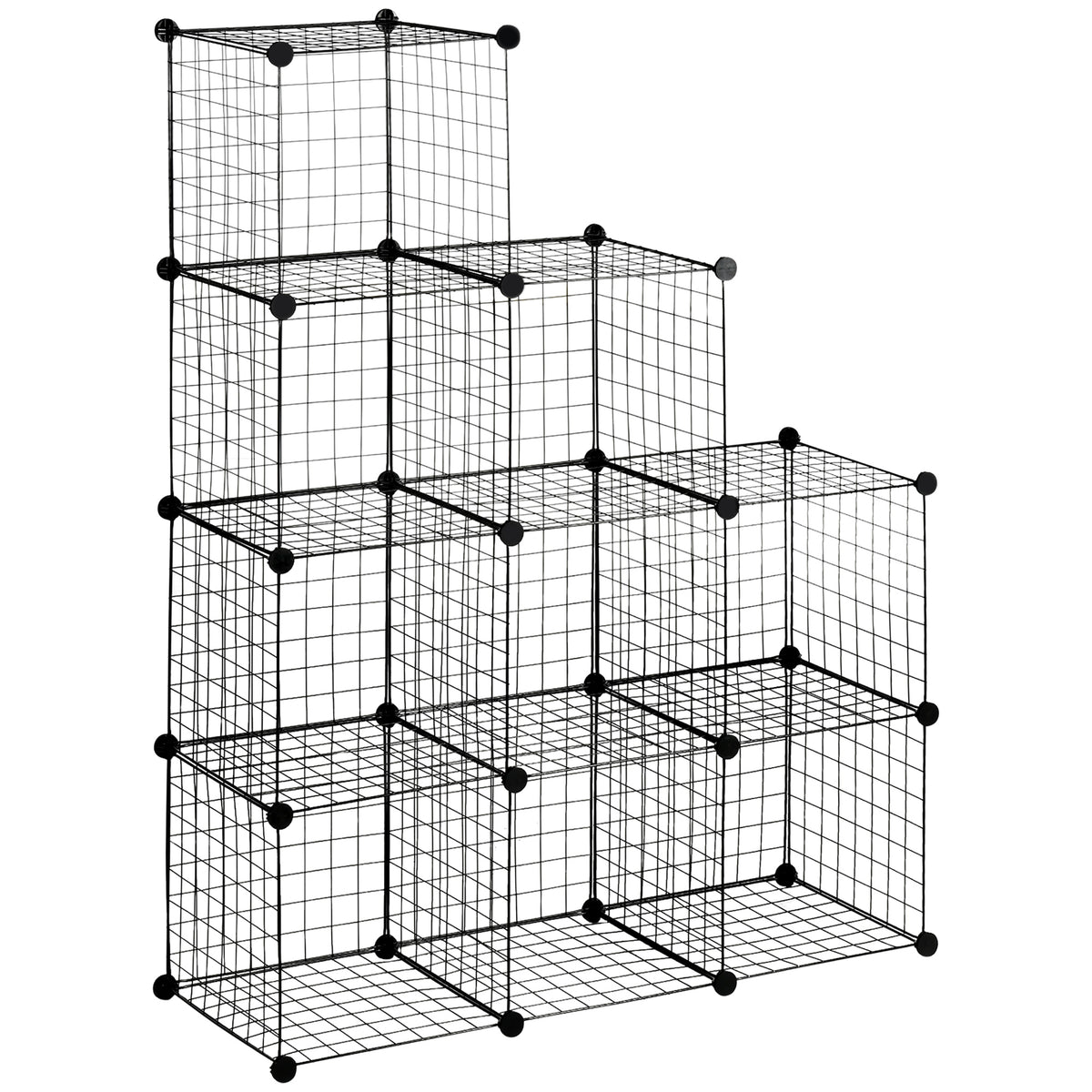 Modular shelving unit, cube storage, shoe rack, 9 cubes, modular design, steel, black, 35 x 35 x 35 cm per cube