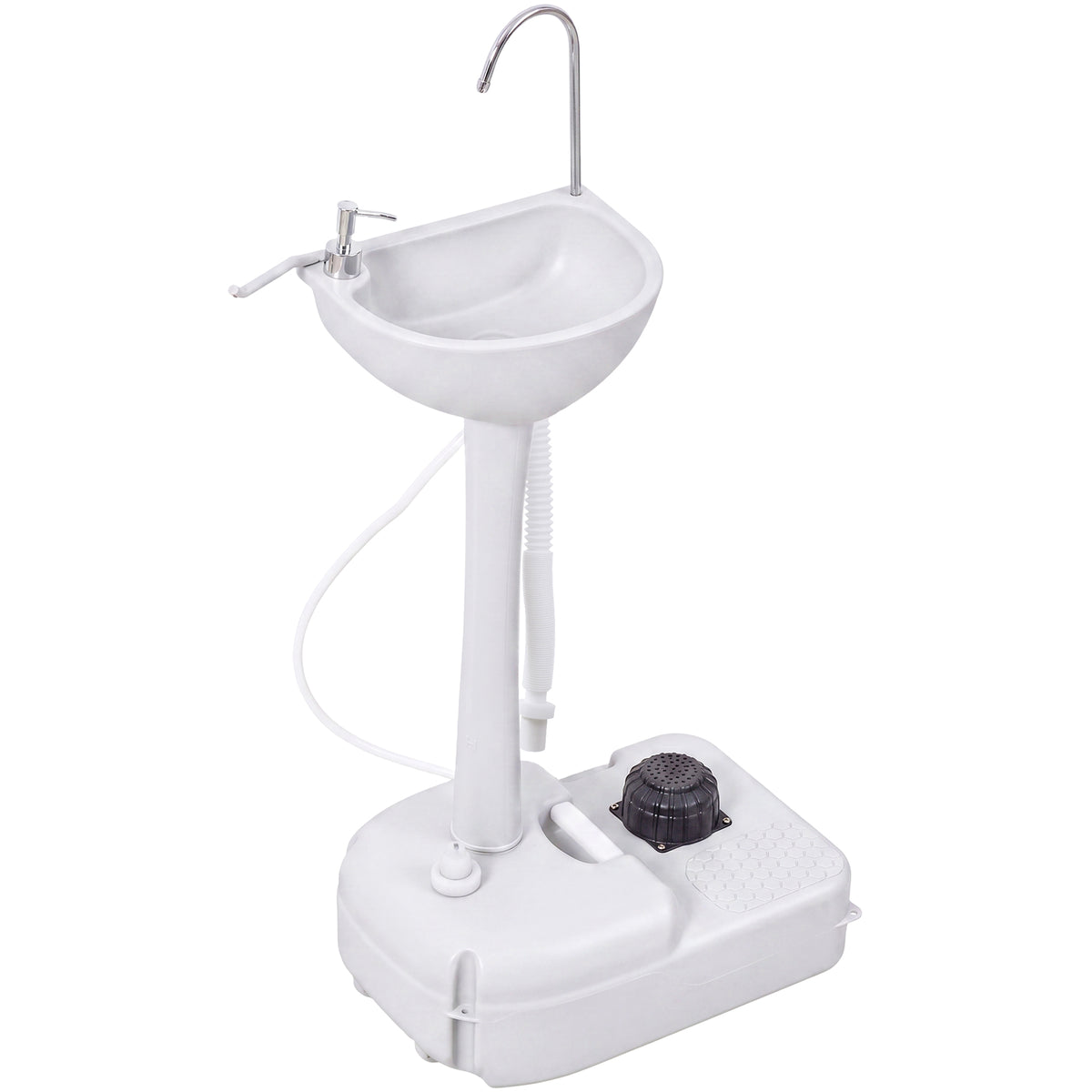 Washbasin hand wash basin mobile washbasin, portable, incl. wheels, 51 cm x 33.5 cm x 103 cm, white