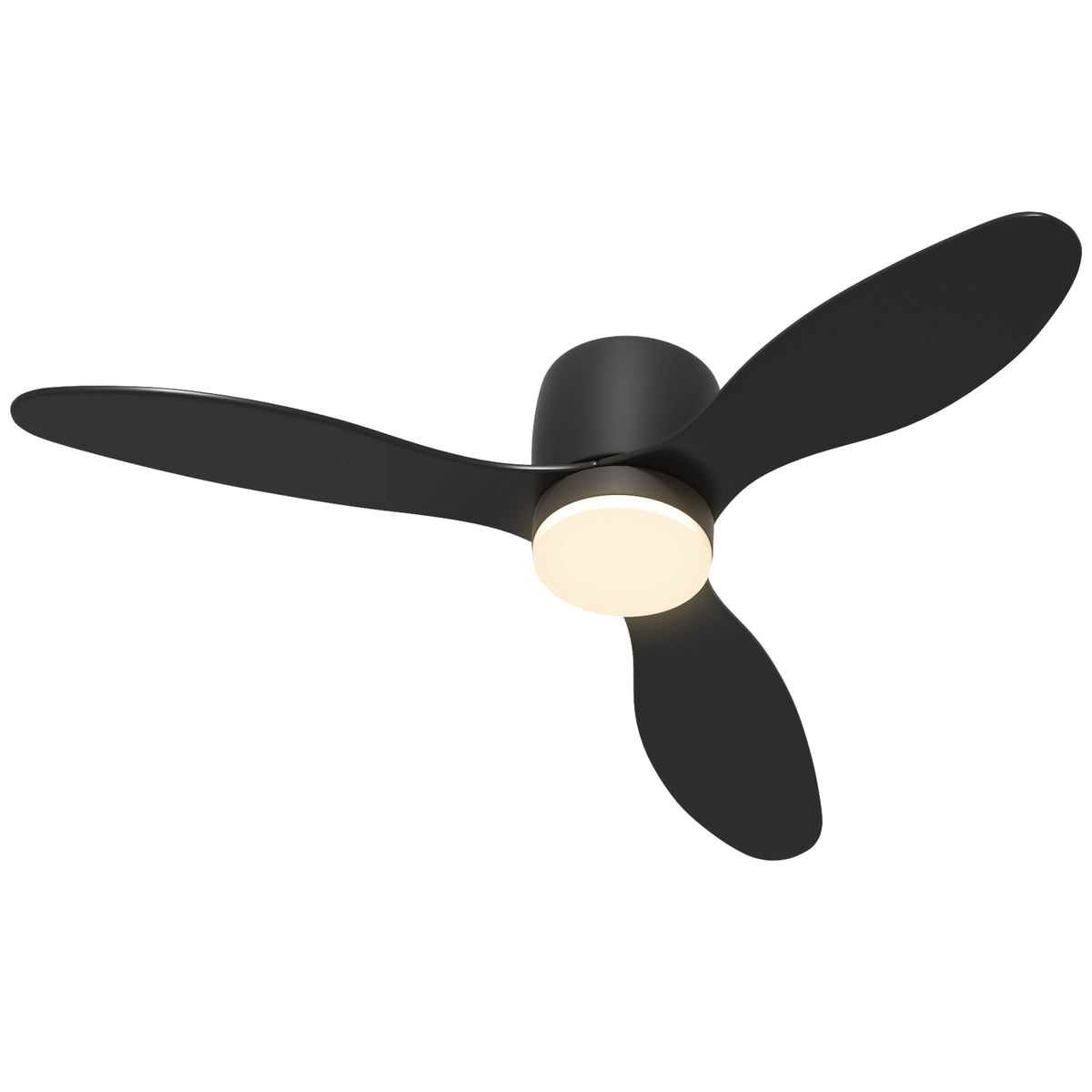 Ceiling fan with lamp and remote control, 3 light colors, 6 speeds, adjustable brightness, black
