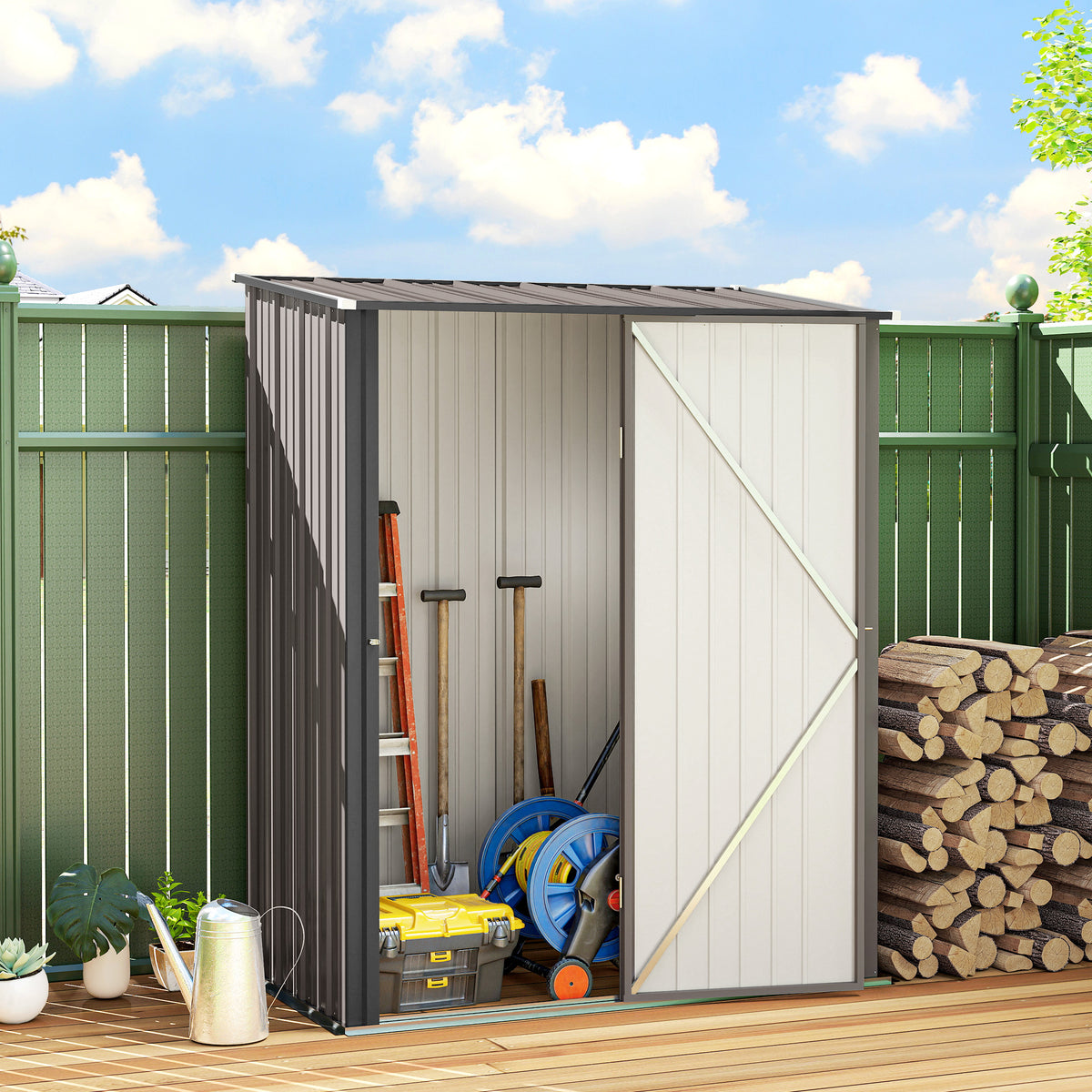 Garden shed tool shed, lockable door, weather-resistant, 161.5 cm x 94.5 cm x 196 cm, black (2)