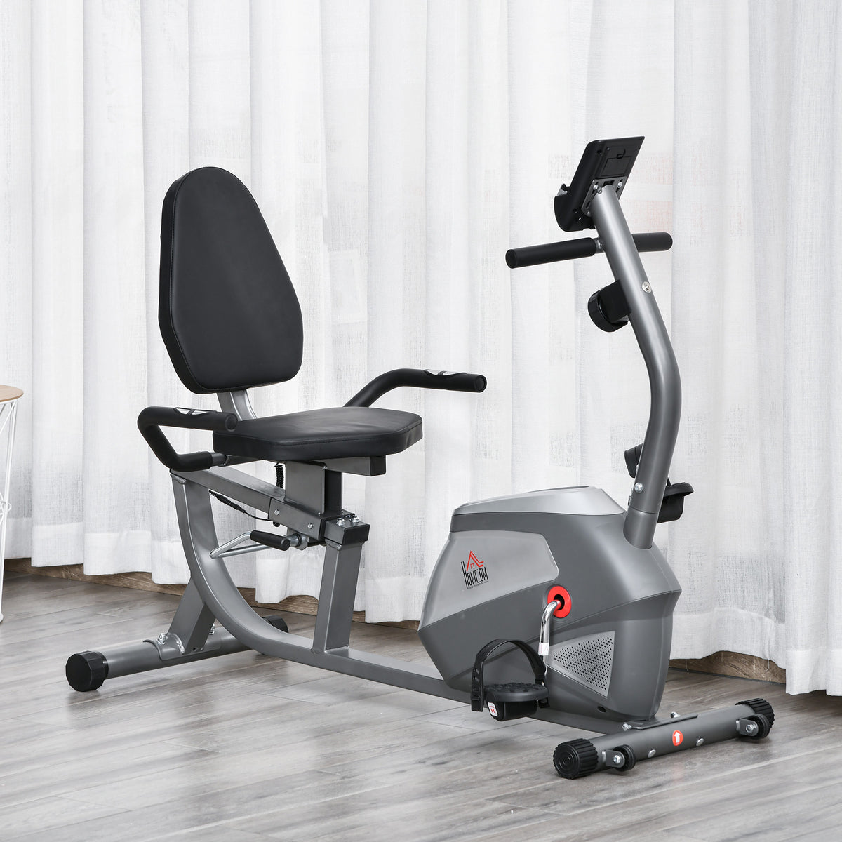 Recumbent exercise bike with LCD display, 8-level adjustable magnetic resistance, recumbent home trainer with (2)