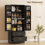Pantry cabinet 8 door shelves adjustable shelves kitchen cupboard 159 cm black (4)