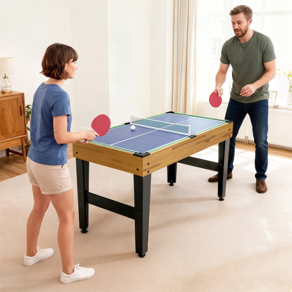 13-in-1 games table, foosball, chess, billiards, table tennis and more, MDF, plastic, walnut (2)