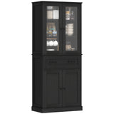 Kitchen cabinet, sideboard, acrylic front, drawers, 76 x 40 x 182.5 cm, black (10)