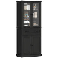 Kitchen cabinet, sideboard, acrylic front, drawers, 76 x 40 x 182.5 cm, black (10)