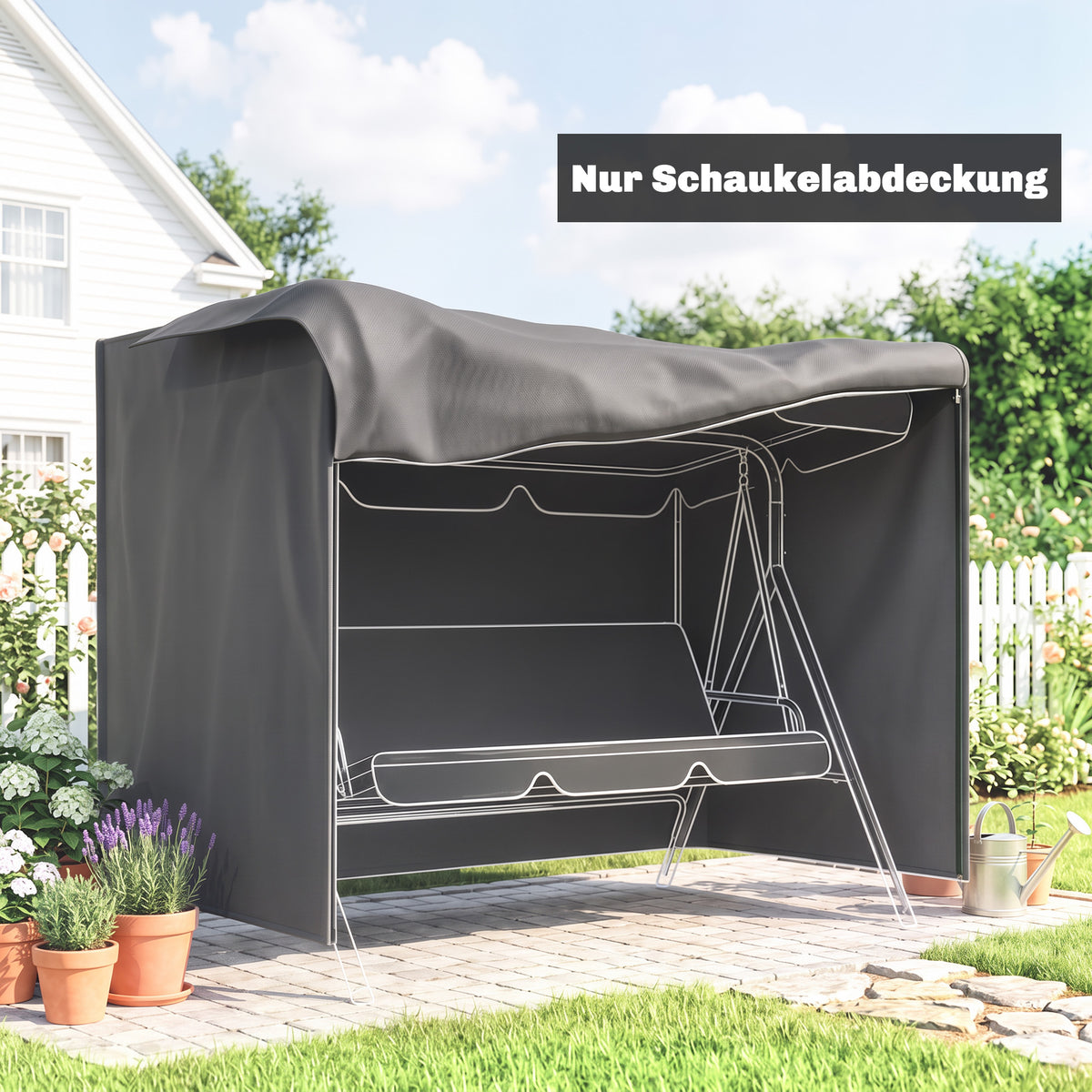 Garden swing cover, protective cover for porch swing, cover hood, waterproof, 205 x 124 x 164 cm, dark gray (2)