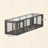 Cat tunnel, wooden cat toy with 3 doors, expandable play tunnel for cats up to 10 kg, 151.5 x 38.5 cm grey (3)