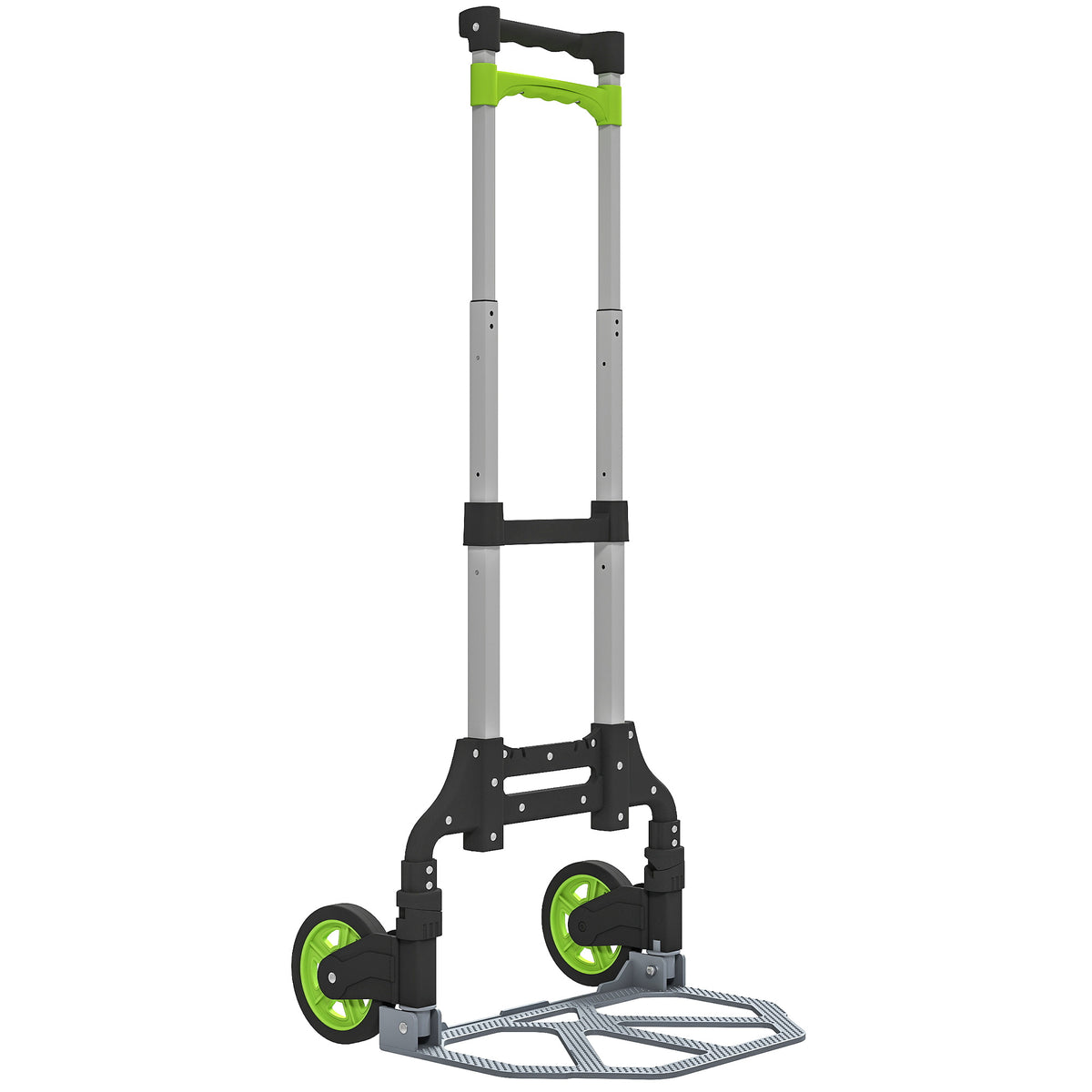 Foldable aluminium hand truck, transport cart with height-adjustable telescopic handle, 100 cm