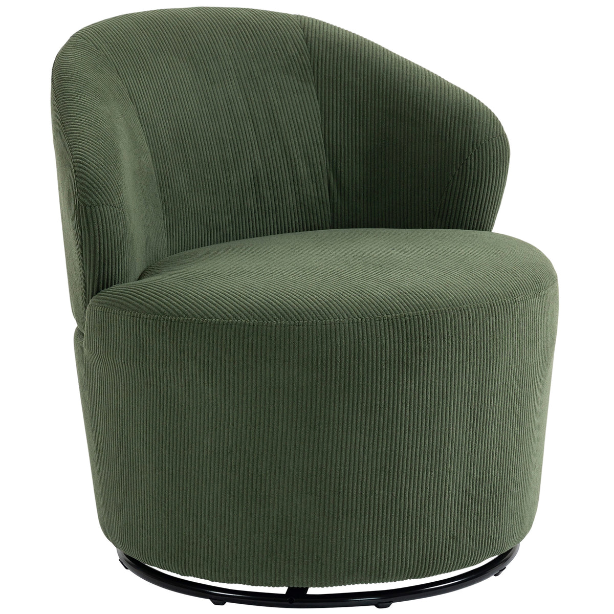Accent chair, 360-degree swivel, modern swivel armchair with circular base, for living room and bedroom, green