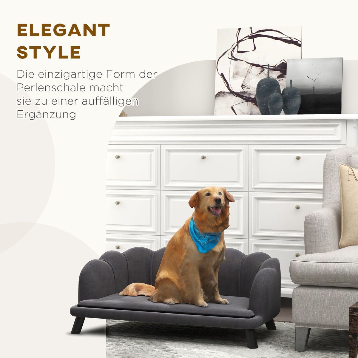 Dog Sofa Dog Couch, Washable Cover, Pet Sofa with Backrest and Wooden Legs, Cat Sofa, for Medium-Sized Dogs (5)