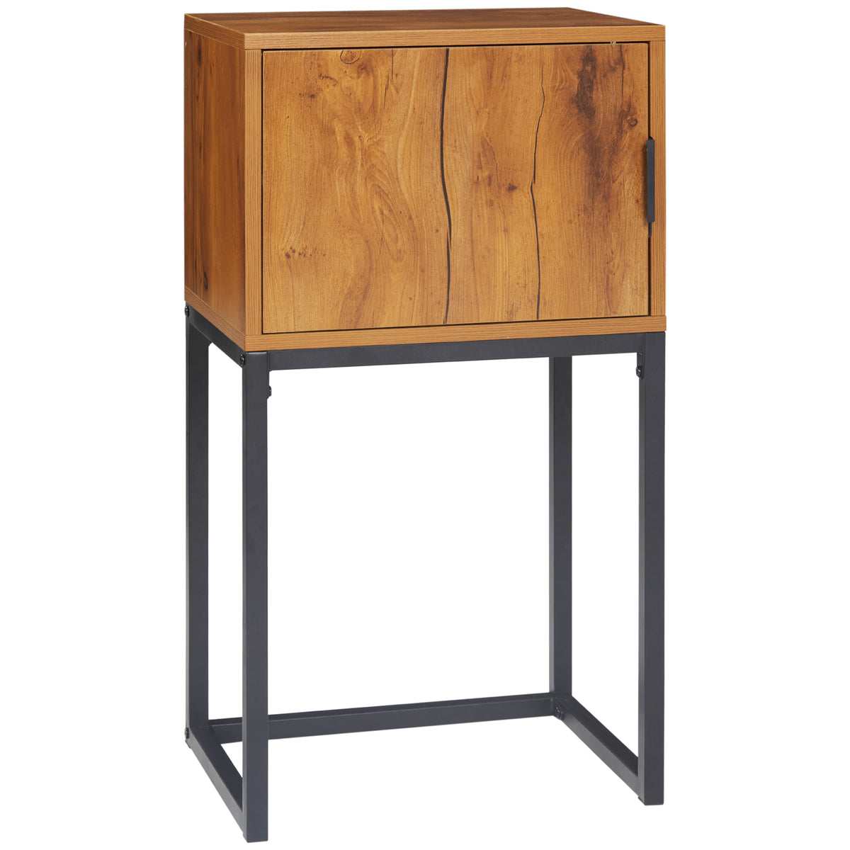 Console table in industrial design, side table, sideboard, 1 cabinet, natural wood + black